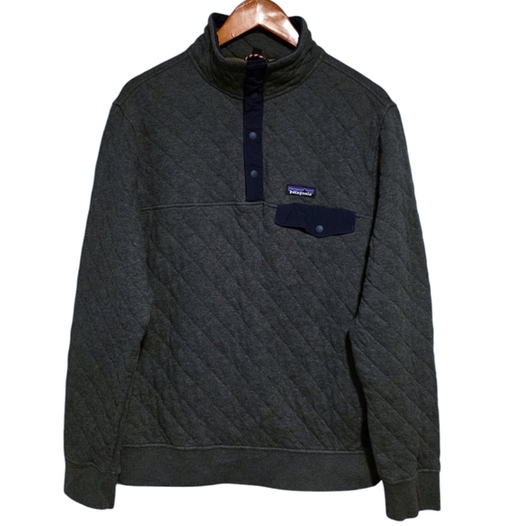 Patagonia Organic Cotton Quilt Snap-T Pullover Forge Grey Size Medium - Picture 1 of 3